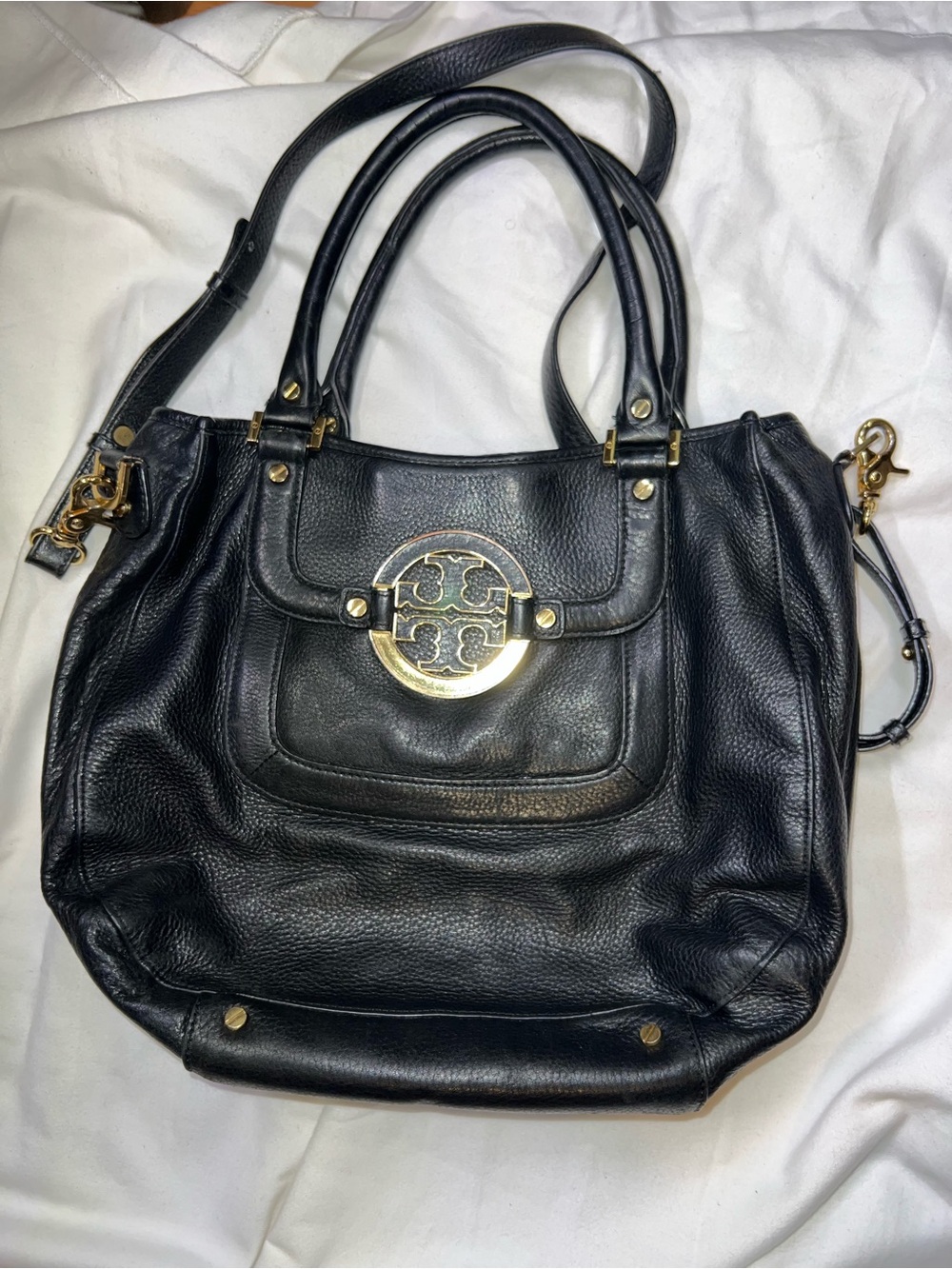 Tory Burch Black Leather Hobo Satchel